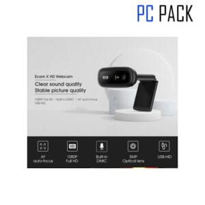 Ecam X 1080P Webcam Full HD 5MP Mise au Point Automatique Microphone Intégré