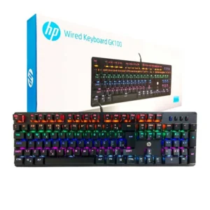 Clavier de jeu mécanique filaire HP GK100F avec rétroéclairage LED de taille standard Blue-Switch