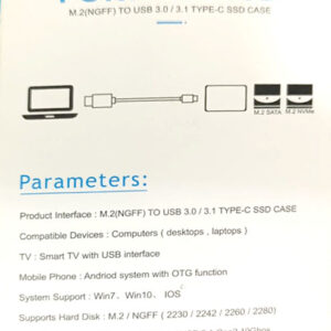 Boîtier SSD Portable USB 3.1 vers NGFF M.2